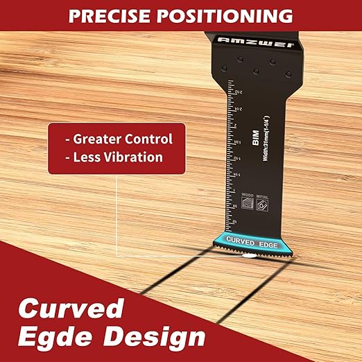 6 Pcs Extra Long Oscillating Tool Blades, Bi-Metal Curved Edge Multitool Blades for Wood with Nails, Metal, Wood, Oscillating Saw Blades Compatible with Dewalt Milwaukee Bosch Worx Ryobi(70MM)