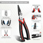 HAUTMEC 3PCS High Leverage Multi Plier Tool Set Include 8" Needle Nose Pliers Set, 8" Linesman Pliers, 6" Diagonal Cutting Plier, HT0270