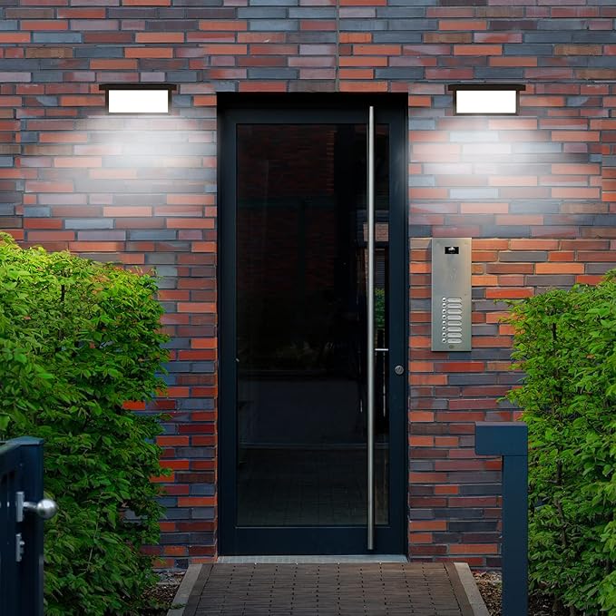 6000K Porch Lights Outdoor, 18W 1800LM LED Wall Light, IP65 Waterproof Anti-Rust Aluminum Modern Exterior Fixtures for Over Door, Garage, Patio (2 Pack)