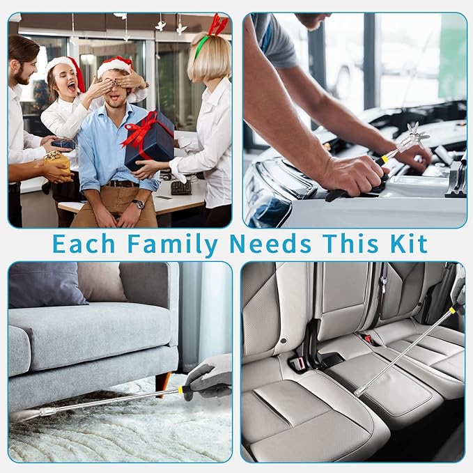 1 Piece 8LBs Telescoping Magnetic Flashlight Pickup Tool with 3 LED Lights, Magnet Stick Rod Extendable 7.5" to 31" for Men, Birthday, Father's Day, Christmas Gift