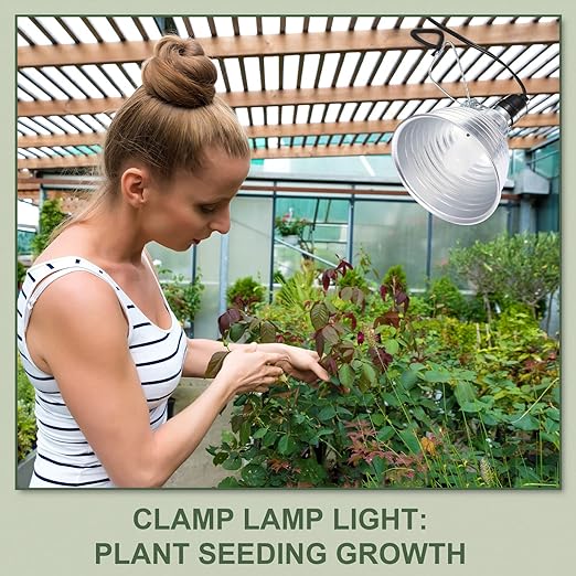 Macarrie 8 Pack Clamp Lamp Light with Aluminum Reflector, 6ft SPT-2 18awg Cord and Adjustable Stand Fixture, up to 150 Watt, E26 Socket, No Bulb(5.5 Inch)