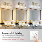 3 Light Gold Vanity Lights for Bathroom, Bathroom Light Fixtures Over Mirror with Clear Glass Shade, Ceramic E26 Sockets Wall Mounted