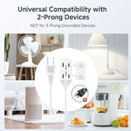 [UL Listed] Cable Matters 2-Pack 16 AWG 2 Prong Short Extension Cord 3 ft, 13A 3-Outlet Extension Cords with Tamper Guard, 13 Amp, 1625 Watts, White