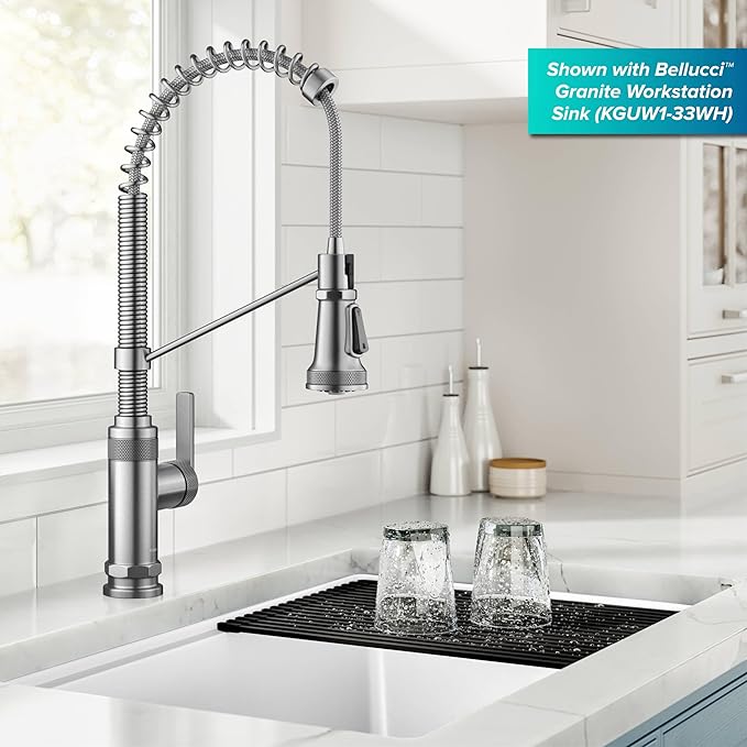 KRAUS Allyn Commercial Style 2-Function Single Handle Pull Down Kitchen Faucet in Spot-Free Stainless Steel, KPF-4110SFS
