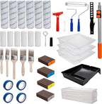 Paint Roller Kit with Extension Pole, 41Pcs Paint Supplies for Painting Walls, 4" & 9" Rollers with Frame, Tray with Liners, Paint Brushes, Scraper, Drop Cloths, Painters Tape, Sanding Sponges