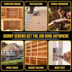 #10 x 2 1/2’’ Wood Screws by Grindy (200pack/2.4LBS) – Self-Drilling Deck Screws I Rust Resistant I Quick Drive & Fast Grip I for Cabinet, Furniture & Other Projects I T25 Star Drive I Bit Included