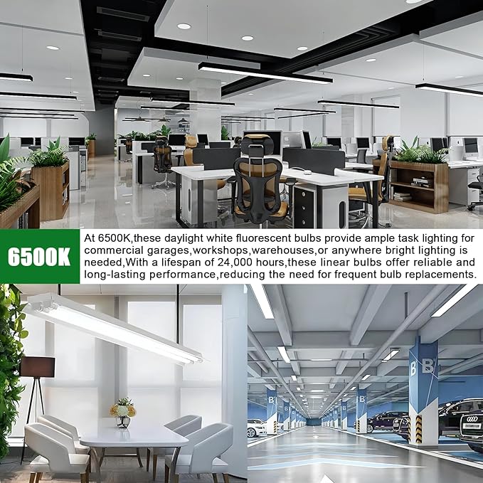 46 Inches F28T5/865/ECO 6500K, T5 28 Watts Fluorescent Light Bulb Daylight, T5 Fluoerscent Tube, Medium Bi-Pin Base, 2550 Lumens CRI 85 25 Pack