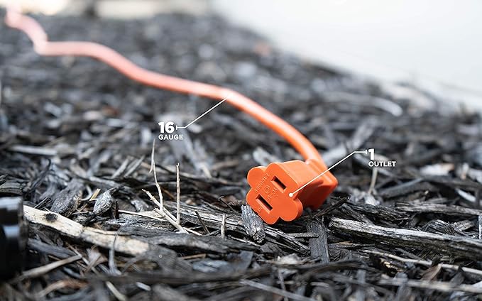 Southwire Outdoor Power Extension Cord - Ideal for Landscaping & Outdoor Equipment - Bright Orange Jacket - SJTW Rated - Durable Molded Plug - 16/2 SJTW - 50 Foot Length