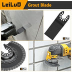 LEILUO 4Pcs Black Large Size Diamond Oscillating Multi Tool Blades for Grout Removal tool, Alloy tool Cleaning Mortar Fit DeWalt Milwaukee Makita Ryobi and More