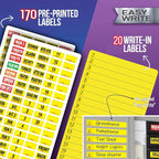 170 Circuit Breaker Decals - 100 AMP Set - Vinyl Labels for Breaker Panel Boxes - for Home or Office, Apartments and Electricians - Place on Directory, Switch or Fuse - Bright “Easy Read” Color.