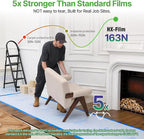 39"x100' Heavy-Duty Floor Protection | Construction Grade Carpet Protector | Drop Cloth Plastic Film for Hardwood Floors | Waterproof Painters Covering with No Residue(Ice Blue)