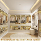 Unikito Closet System, 8.2FT Closet Organizer with 6 Wooden Drawers, Hanging Rods, Adjustable Shoe Rack and Cube Storage, Easy Assembly Wardrobe Tower, Set of 4, White Oak