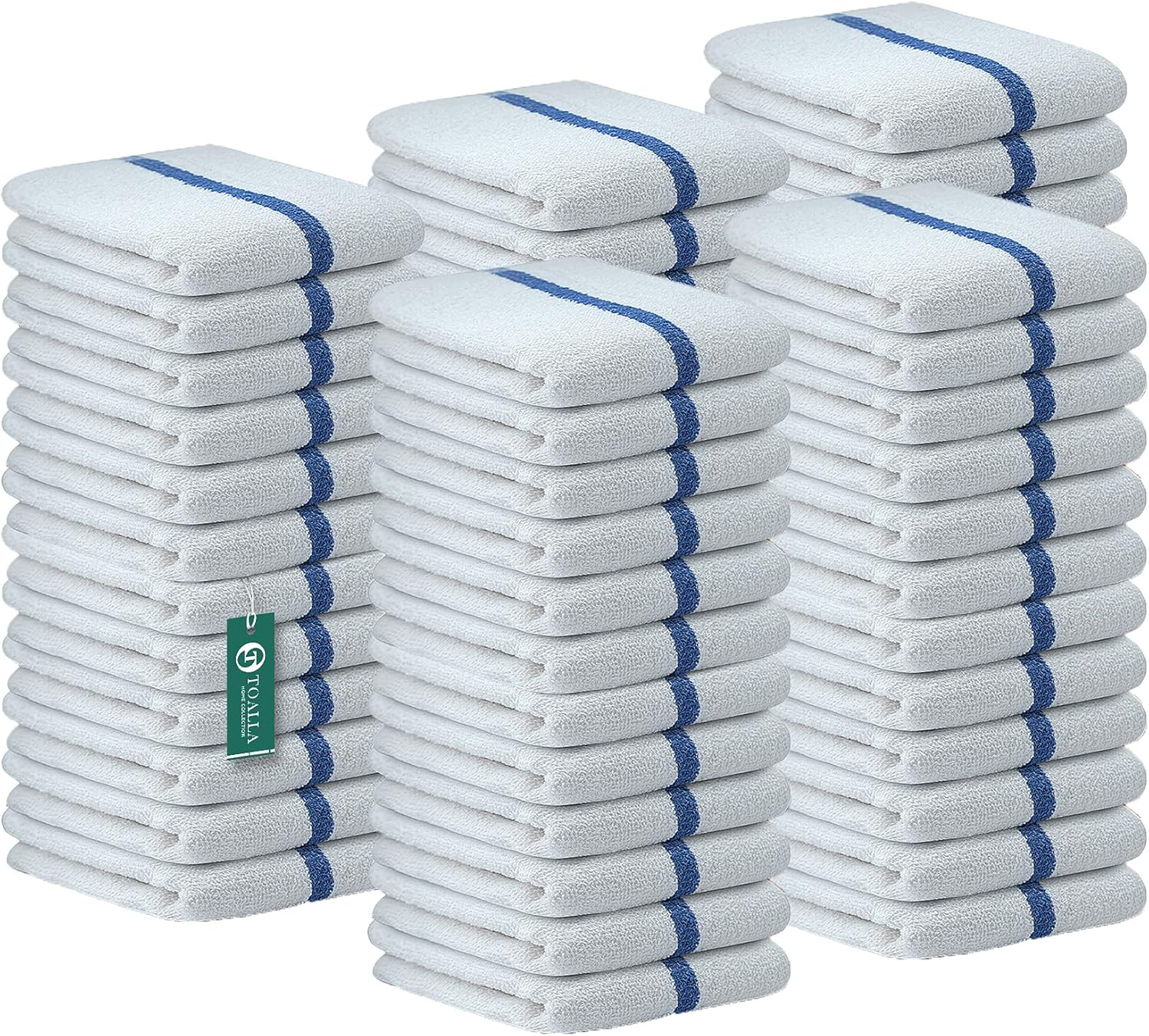 Bar Mop Blue Stripe 10lbs 16x19 Pack of 60 100% Cotton Double Stitched Route Ready Absorbent Kitchen Towel Dish Towels and Dishcloths Towels Sets Washcloth Kitchen Towels