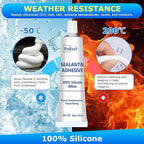 White Silicone Sealant & Adhesive RTV 100% Silicone Caulk Waterproof High Strength Adhesive All-Purpose Shrink & Crack Proof Caulking for Kitchen, Bathroom, Windows & Car - 1.8oz/50g