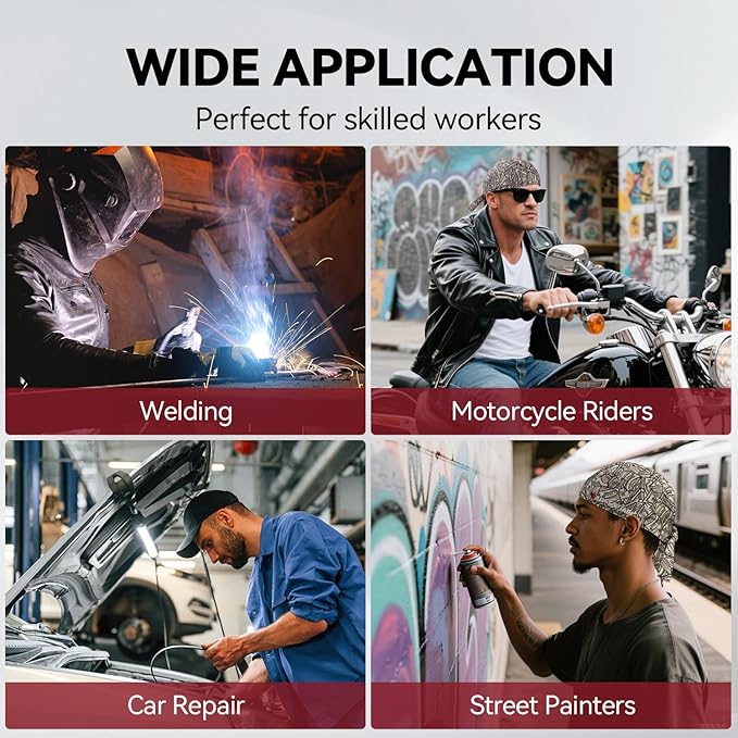 ARCCAPTAIN 2PC Welding Doo Rag, Welding Cap, Protective Welders Cap, Welding Hats for Men, Fireproof Cotton and Durable for Safety, Dollar, XL Size