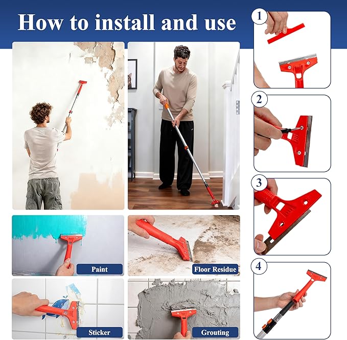 Paint Roller Kit with Extension Pole, 41Pcs Paint Supplies for Painting Walls, 4" & 9" Rollers with Frame, Tray with Liners, Paint Brushes, Scraper, Drop Cloths, Painters Tape, Sanding Sponges