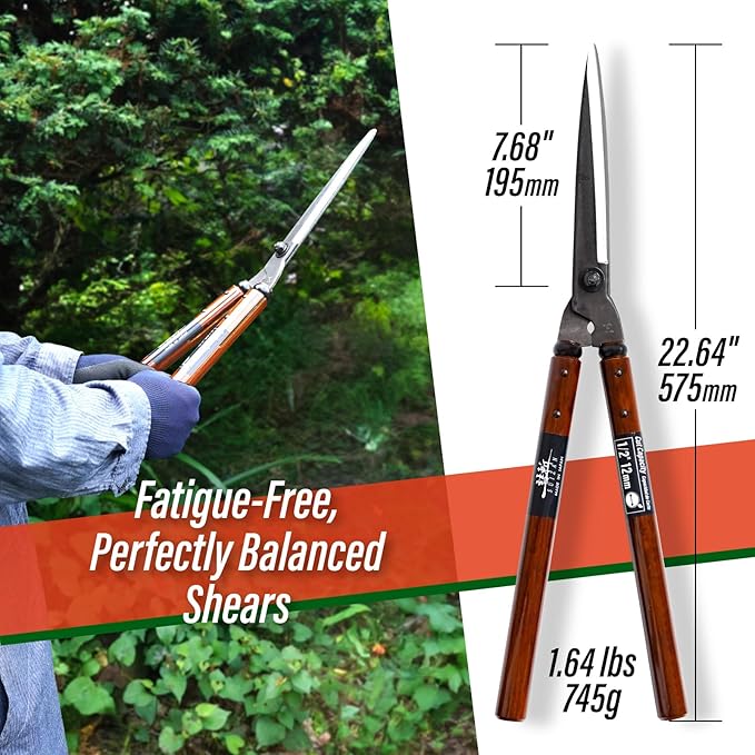 SUIZAN Hedge Shears 22.6" - Professional Japanese Garden Clippers for Precise Trimming Gardening Tools