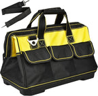 Heavy Duty Tool Bag 16-Inch, 16-Pocket Portable Tool Bag Organizer with Adjustable Shoulder Strap,Soft Handle Large Zipper Carrying Tool bags with Wide Mouth and Waterproof Strong Molded Base