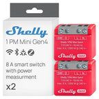 Shelly 1PM Mini Gen4 | Wi-Fi, Zigbee, Matter Smart Relay Switch with Power Metering, 1-Channel 8A | Home Automation | Alexa, SmartThings, Google, Apple HomeKit Compatible | iOS Android App (2 Pack)