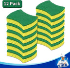 MR.SIGA Heavy Duty Cellulose Scrub Sponge, Dual-Sided Dishwashing Sponge for Kitchen, 12 Pack