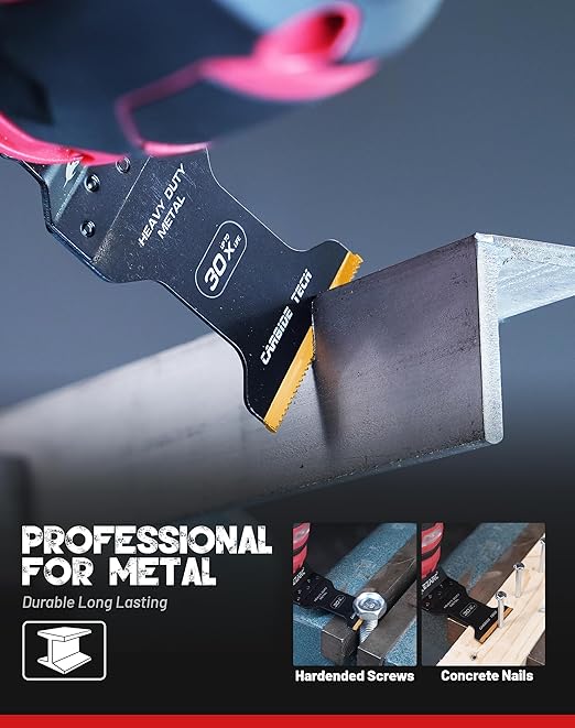 EZARC Carbide Oscillating Saw Blades, Multitool Blades Quick Release for Hard Material, Hardened Metal, Nails, Bolts and Screws, 10-Pack