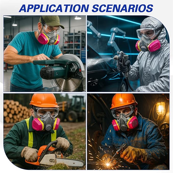 6200 Half Face Respirator Mask with Filters, Gas Mask Ideal for Painting, Woodworking, Sanding, Spraying