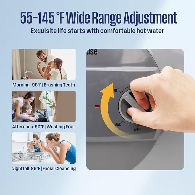 Westinghouse Electric Mini Tank Water Heater - 2.5 Gallon Point of Use Instant Hot Water 120V 1440W - Small Hot Water, Under Sink - Wall or Floor Mounted, Easy to Install, UL Listed