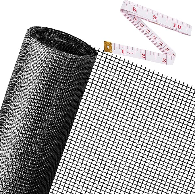 Replacement Window Screens, 59X106 Inch Durable Window Screen Mesh for Patio Porch Door Windows, DIY Adjustable Fiberglass Screen Repair Kit Sliding Net Roll Pet, Black by Ouskr