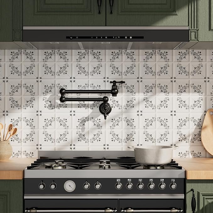 FORIOUS Pot Filler Faucet Matte Black, Folding Stretchable Solid Brass Wall Mount Commercial Traditional Faucet Over Stove with Antique Double Joint Swing Arm for Kitchen Restaurant Vintage