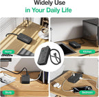 Surge Protector Power Strip - 8 AC Outlets & 6 USB Ports (4A/2C), 1080J Extension Cord with Multiple Outlets, 2-Sided Outlet Extender, 10FT Extension Cord, Wall Mount for Travel, Dorm Room