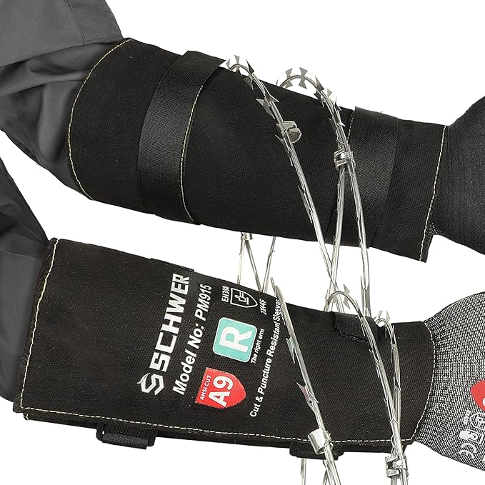 Schwer ANSI A9 Cut & Level 5 Puncture Resistant Arm Sleeves, PM915 High Risk Protection Arm Guards for Biting, Gardening Sleeve Thorn Proof, Tactical Work Sleeves for Law Enforcement Self Defense