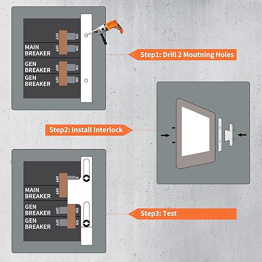 Generator Interlock Kit Compatible with Eaton Cutler Hammer 100 Amp or 125 Amp for BR Panels with Adjacent Main and Branch Breakers