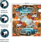 Kawani Fall Mailbox Cover - Autumn Harvest Thanksgiving Pumpkin Farm Truck Magnetic Standard Size 25.5x21 Inch Rustic Waterproof Post Box Wrap Garden Yard Decor for Outdoor