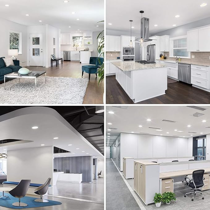 Lepro 12 Pack 6 Inch Canless LED Recessed Light,Dimmable Retrofit Ultra-Thin Ceiling Light with Junction Box,5000 Kelvin Daylight Wafer Lights 12 watt 1050 Lumen, ETL,FCC & Energy Star Certified