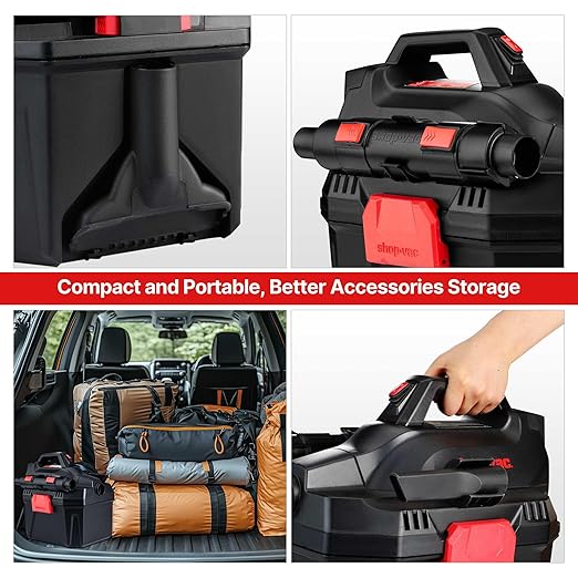 Shop-Vac 2 Gallon 20V Cordless Wet/Dry Vacuum, Portable 3-in-1 Vac with Blower Function, Integrated Battery and Charger Included, Ideal for Garage, Workshop, Car & Jobsite, 5430082