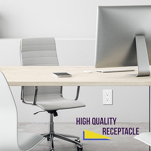 ENERLITES 40 Pack White Decorator Receptacle with Screwless Wall Plate, Standard Electrical Wall Outlet, 15A 125V, Self-Grounding, 2-Pole, 3-Wire, 5-15R, UL Listed, 61502-TR-WSID, Tamper Resistant