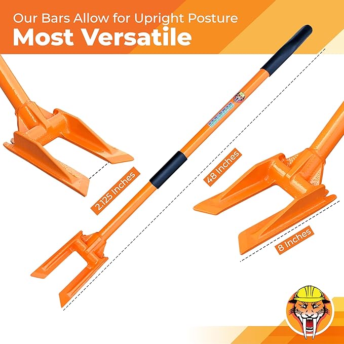 48” Round Handle Demolition Bar – Versatile Wrecking & Multi Tool- For Home Renovations and DIYs - Trusted by Contractors, Firefighters & Restoration Professionals