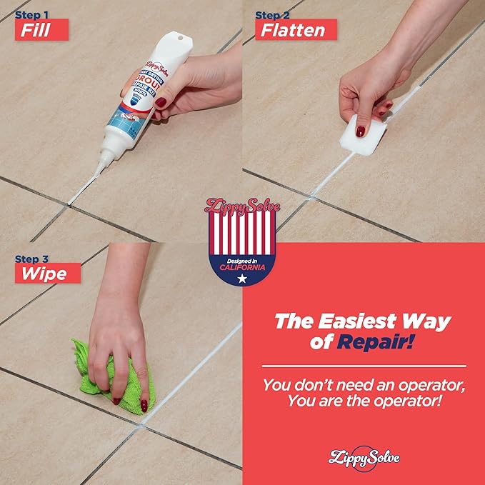 Tile Grout, Repair Kit, Restore & Renew Tile Joints Line, Fast Drying Grout Paint Squeeze Tube for Bathroom Shower Kitchen Floor, Waterproof (8.8 oz, White)