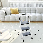 KINGRACK 3 Step Folding Ladder, 800lbs Capacity Step Stool with Safety Lock, Non-Skid Wide Pedals, and Handrail, Lightweight, Household Ladder for Home, Kitchen, Pantry, Closets, and Office Use, White