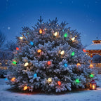 25 Pack Multicolor Christmas Light Bulbs,C9 Glass Incandescent Christmas Replacement Bulbs for String Light,C9/E17 Candelabra Base 7 Watt Great for Outdoor Indoor and Christmas Decorations