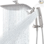 G-Promise All Metal 12 Inch Shower Head with Massage Mode Handheld, Rain Shower Head with Handheld Spray Combo, 3-Way Diverter with Pause Setting, 11 Inch Adjustable Extension Arm (Brushed Nickel)
