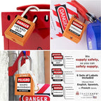 TRADESAFE Lockout Tagout Locks Set - 10 Orange Loto Locks, Lockout Locks Keyed Different, 2 Keys Per Lock, OSHA Compliant Lock Out Tag Out Padlocks, Safety Padlocks for Electrical Lockout Tag Out Kits