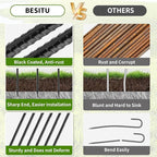 24 inches J Hook Rebar Stakes (16-Pack), Extra Long Garden Stakes with Chisel Point End Steel Rebar Ground Stakes for Tent Chain Link Fence and Outdoor Decorations Black Coated