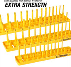 OEMTOOLS 22238 6 Piece SAE and Metric Socket Tray Set, SAE and Metric Socket Storage for Sizes 1/4", 3/8”, and 1/2" Drive, Socket Holders and Socket Organizer Tray for Toolbox, Black and Yellow