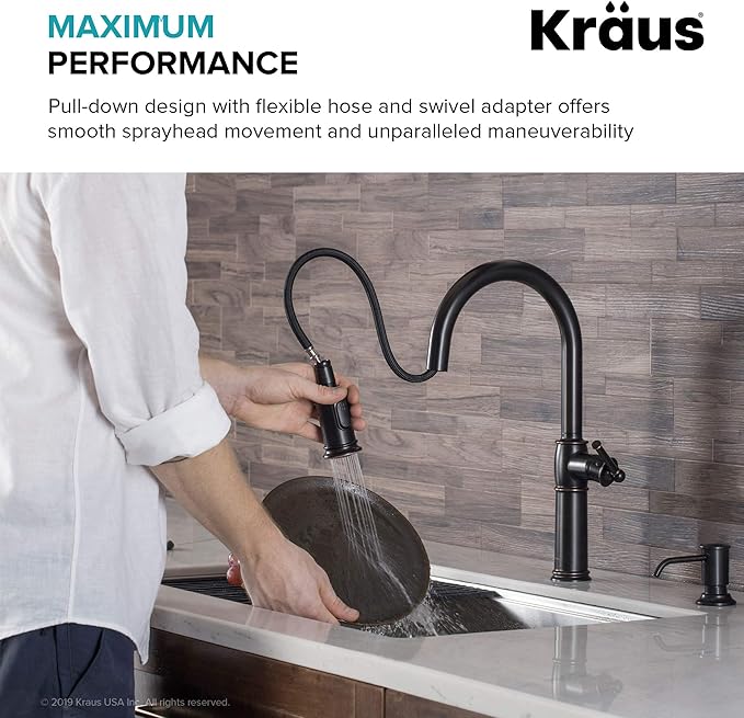 KRAUS KPF-1682ORB Sellette Single Handle Pull-Down Kitchen Faucet, Oil Rubbed Bronze