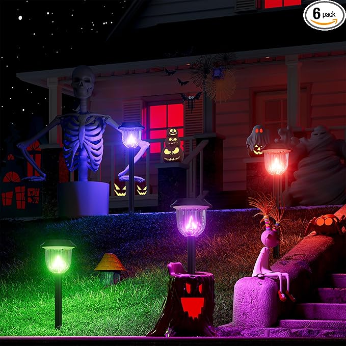 AOSEA 4 Pack Solar Pathway Lights Outdoor Waterproof - RGB Flash Mode Only Solar Lights for Outside, IP65 Rated, 12H Bright Landscape Lighting, Durable Plastic - Perfect for Garden & Walkway