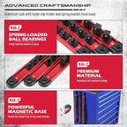 Magnetic Socket Holder Organizer Set: 3-Piece Detachable 1/4, 3/8, 1/2 Socket Trays Socket Organizer for Tool Box Drawer Holds 40-Piece Standard Size Sockets for Automotive Mechanic Garage(Red)