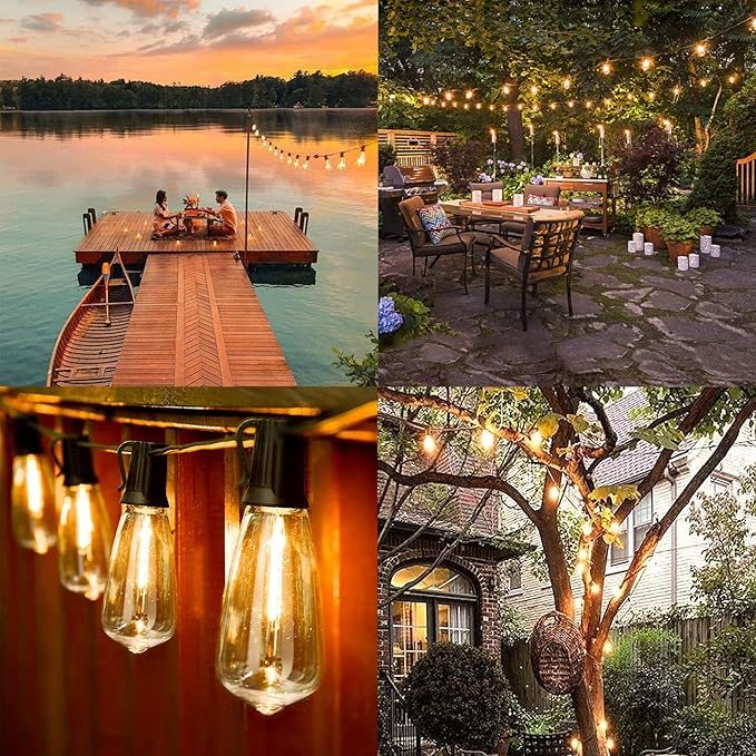 Abeja 10 Pack LED Edison Light Bulbs, ST40 Clear Replacement Bulb 0.6W fits E17 C9 Screw Base, Vintage Dimmable Shatterproof Bulbs for Outdoor Patio ST40 String Lights, Warm White
