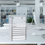 P.I.T. Mini White Tool Box, Portable 5-Drawer Micro Roll Cab Steel Stackable Tool Box with Liner, White Small Tool Case for Tools Storage and Organizers, Home DIY