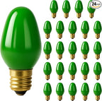 OHLECTRIC Night Light Bulbs (24-Pack – Green), 7 Watt Mini Bulbs – E12 Candelabra Base, Non-Dimmable, 120 Volts – C7 Night Light Lamp Replacement Bulb for Salt Lamps, Window Candles, Holiday Decor